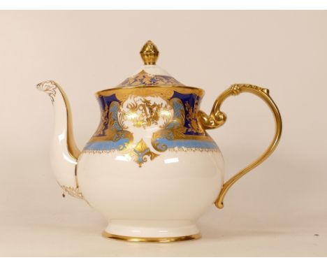 Large De Lamerie Fine Bone China heavily gilded Majestic patterned Teapot, specially made high end quality item, Made in Engl