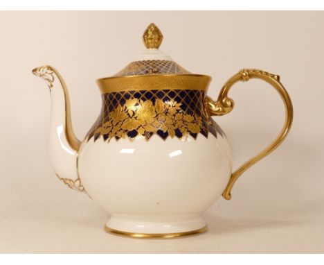 Large De Lamerie Fine Bone China heavily gilded Special Commission patterned Teapot, specially made high end quality item, Ma