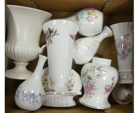 A Mixed Collection of Ceramic Items to include Wedgwood Hathaway Rose, Wedgwood Campana Urn, Wedgwood Angela Vase, Aynsley Wi