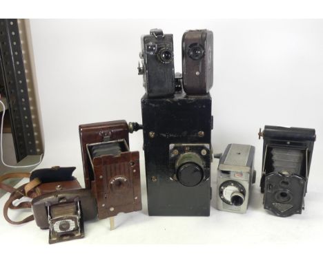 Ensign cinematograph camera 35mm, Kodak Brownie 8 movie camera, Pathescope H Motor 8mm , Pathex hand cranked 8mm, Bakelite Ra