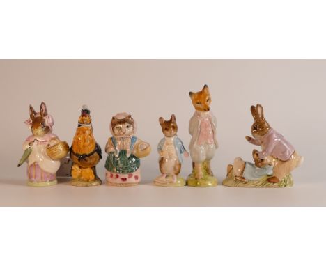 A collection of Beswick Beatrix Potter BP3 to include   Mrs Rabbit, Mr Benjamin Bunny, Foxy Whiskered Gentleman, Cousin Ribby