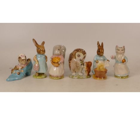 Beswick Beatrix Potter Bp3 Figures to include Old Women who Lived in a Shoe, Cecily Parsley, Mrs Flopsy Bunny, Goody Tiptoes,