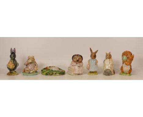 Beswick Beatrix potter figures to include Mrs Flopsy Bunny, Timmy Willie Sleeping, Mrs Tiggy Winkle, Little Black Rabbit, Jer