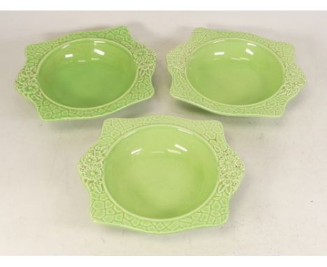 Three Crown Devon Art Deco Fruit Bowls, with moulded Fruit Borders. Diameter: 17cm 
