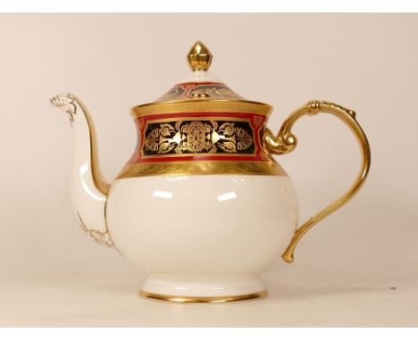 Large De Lamerie Fine Bone China heavily gilded Special Commission patterned Teapot, specially made high end quality item, Ma