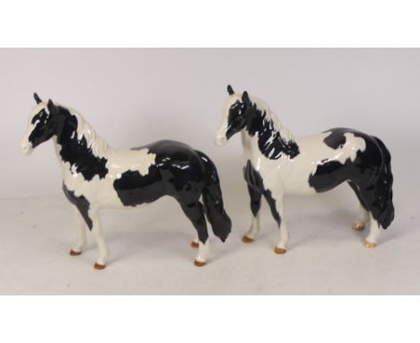 Two Beswick Piebald Pinto Ponies 1373, first and second version (2) 