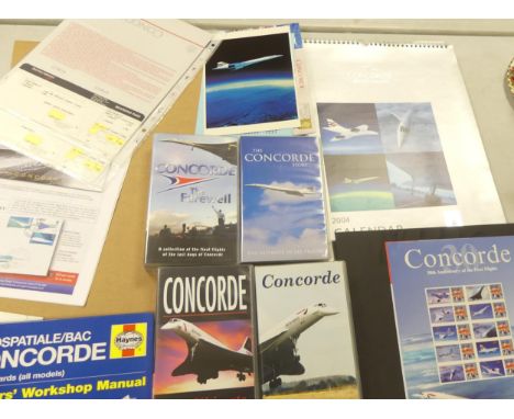 A large collection of Concorde memorabilia to include boarding passes, menu, first day covers, Concorde 50 silver edition 50p
