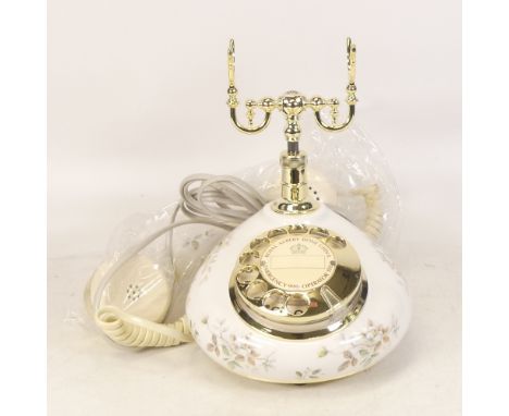 Royal Albert vintage telephone in the Haworth rose design, boxed 