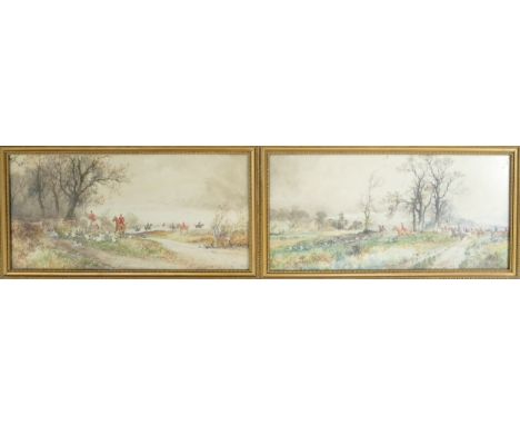 Arthur WILLETT (1857-1918), pair of watercolours of hunting scenes, 24 x 52cm. (2) 