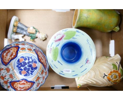 An Interesting Collection of Ceramic to include Burleigh Ware Lily Pad Pattern Vase of Short Form, Japanese Imari Bowl (some 