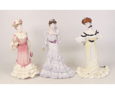 Three Coalport golden age limited edition figures Alexandra at the Ball, Eugenie first night at the Opera and Georgina (3) 