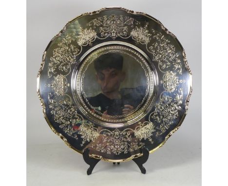 De Lamerie Fine silver plated gilt layplate/tray, specially made high end quality item, new and Made in England. Diameter: 36