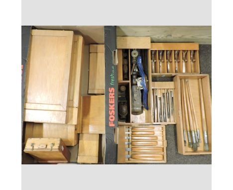 A set of cased wood working tools, 49cm 