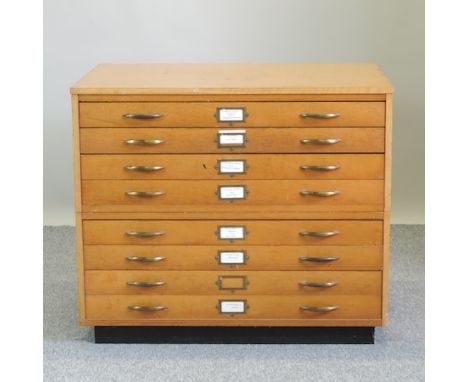 A 20th century light oak plan chest, 94cm