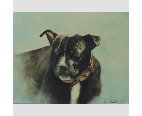 K Smith, portrait of a dog, signed and dated '90, oil on canvas, 40 x 50cm