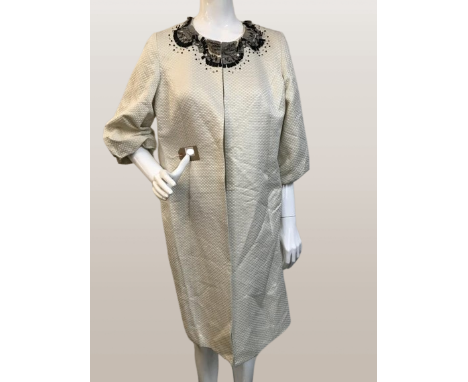 A beautiful 'Windsmoor' Long coat in Cream &amp; gold. With embellishment around the neck and elasticated bell cuffs