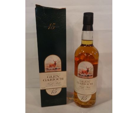 A boxed bottle of Glen Garioch Highland Single Malt Scotch Whisky, aged 15 years, 70cl (43% volume).