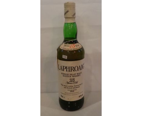 A bottle of Laphroaig Single Islay Malt Scotch Whisky, aged 15 years, 75cl (40% volume).