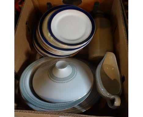 A small quantity of teawares to include: Royal Doulton Berkshire pattern and Royal Worcester, together with a stoneware foot 