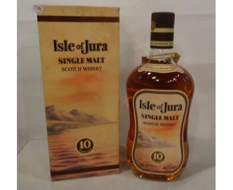 A boxed bottle of Isle of Jura Single Malt Scotch Whisky, aged 10 years, 75cl (40% volume).