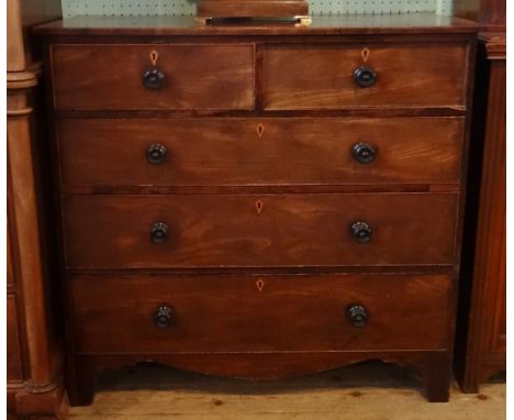 A Georgian mahogany chest, having two short over three long drawers on bracket feet, 102cm wide.