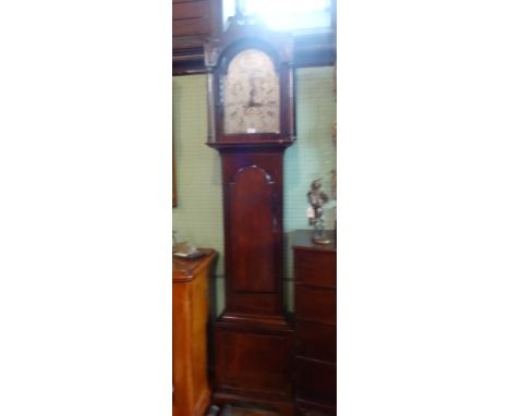 An early to mid-19th century mahogany longcase clock, the silvered dial marked Marriott, Oundle, having engraved Maritime and
