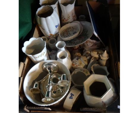 A large quantity of Aynsley Cottage Garden ceramics, to include: vases, novelty animals, jars and covers, a mantle clock, pic