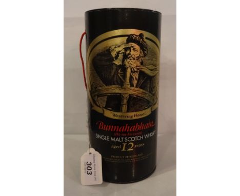 A cased bottle of Bunnahabhain Single Malt Scotch Whisky, aged 12 years, 75cl (40% volume).
