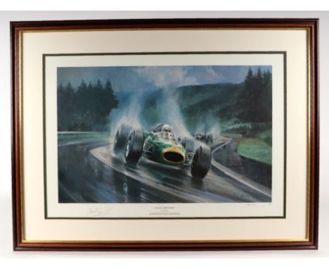 After Alan Fearnley - Heading For Victory - limited edition print to commemorate Jack Brabham's first win at the Ring in the 