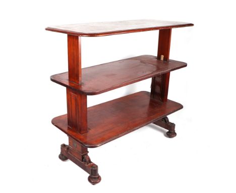 A Victorian mahogany rise and fall three tier buffet. 122cm wide