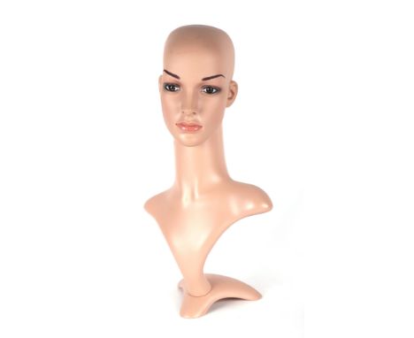A shop display mannequin head and shoulders, 52cms high.(a/f)