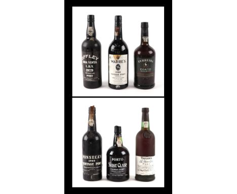 Six bottles of Port to include Porto St Claire, Warre's 1980, Ferreira Porto Brenco and Fonseca's 1980 Vintage Port (6).