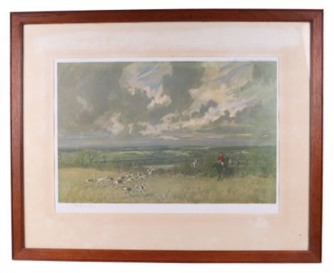 After Lionel Edwards (1878-1966) - Hunting Scene - coloured print, signed in pencil to the margin, framed & glazed, 51 by 35c