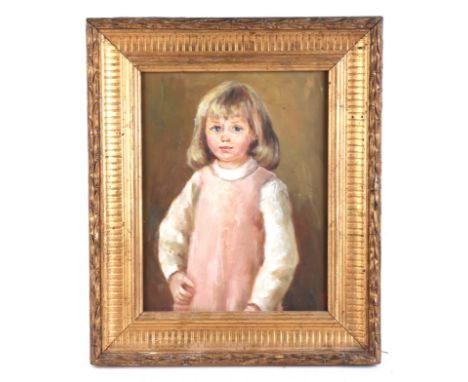 I M Raeburn (20th century school) - Portrait of a Young Girl - oil on board, framed, 17.5 by 23cms.