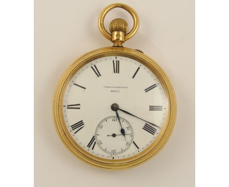 An 18ct pocket watch Chronometer By Glasgow maker James Hay case hallmarked London 1941, with white enamel dial with black Ro