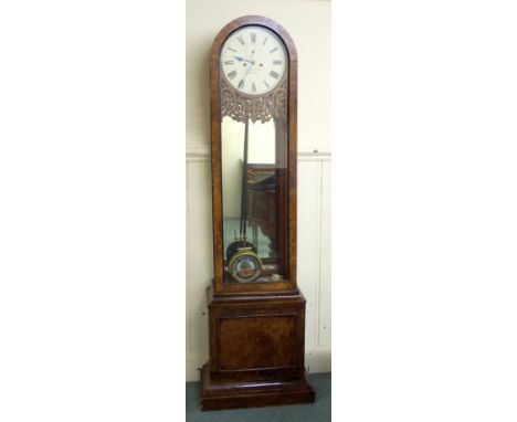 William Barr of Govan, a regulator long case clock the walnut case with enamel dial, subsidiary seconds dial above a glazed d