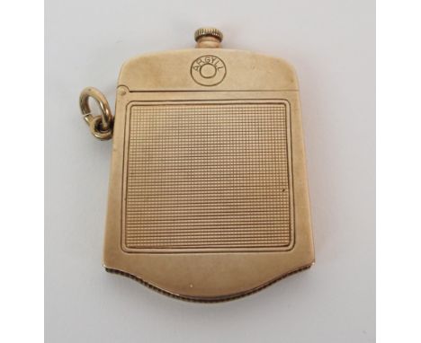 A continental novelty 9ct gold vesta case maker's mark P. J. B. and marked 375, modelled as a motor car radiator grille, the 