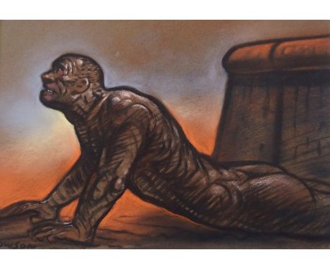 •PETER HOWSON OBE (Scottish b. 1958) THE THIRD STEP Pastel, signed, 20 x 28cm (8 x 11")