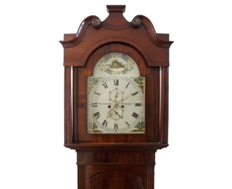 A mahogany and ebony strung longcase clock the painted enamel dial inscribed Butterfield, Todmorden, 240cm high