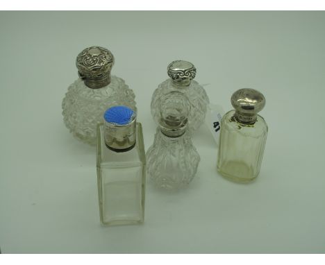 A Hallmarked Silver Topped Globular Cut Glass Scent Bottle, WD, Birmingham 1905, with internal stopper, 10.5cm high; together