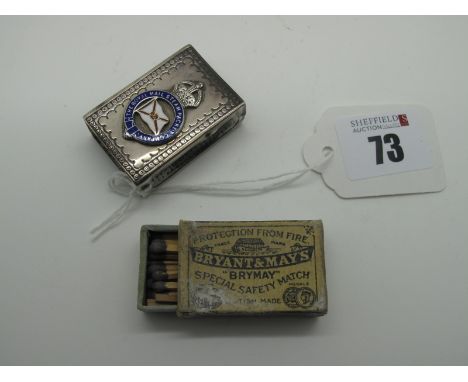 A Hallmarked Silver Matchbox Cover, JRG&amp;S, Birmingham 1907, detailed to the front in enamel "The Royal Mail Steam Packet 