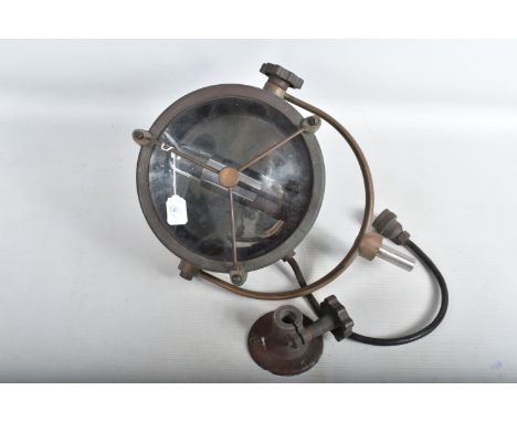 A TWENTIETH CENTURY SHIPS SEARCH LIGHT, complete with mounting stand, this light has no markings on the outside case but come