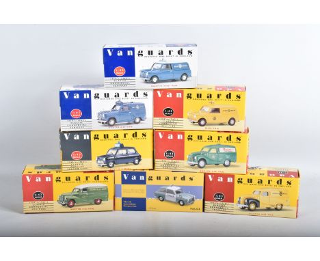EIGHT BOXED 1:43 SCALE VANGUARDS DIECAST MODEL VEHICLES, the first is a VA14002 Automobile Association, the second is a VA130