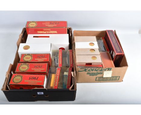 TWO TRAYS OF BOXED MATCHBOX MODELS OF YESTERYEAR, some models included are a Y-32 1917 Yorkshire Type WA Wagon, a 1905 Fowler