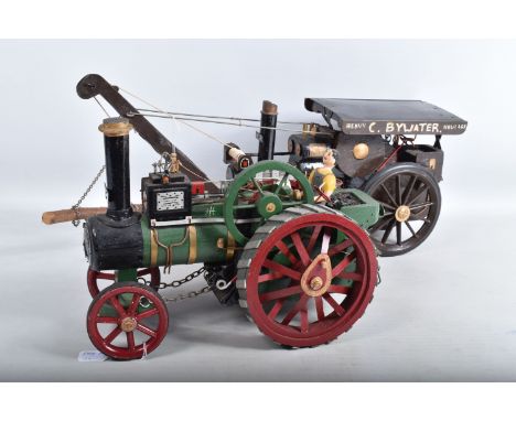 TWO SCRATCHBUILT WOODEN AND METAL TRACTION ENGINE MODELS, Burrell Traction Engine, together with a Crane Engine, both models 