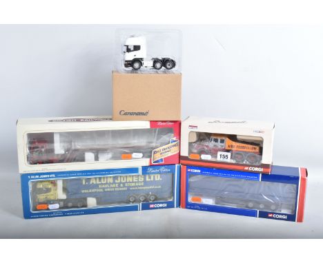 FOUR BOXED CORGI CLASSICS MODERN TRUCK/LORRY MODELS,  Scania Topline Curtainside - T. Alun Jones Ltd., No.CC12913, Blue Curta