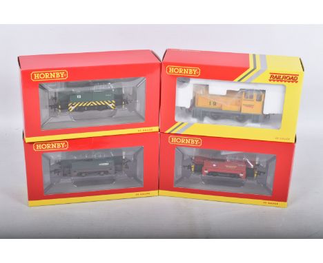 FOUR BOXED OO GAUGE HORNBY MODEL RAILWAY LOCOMOTIVES, to a 4wDH Diesel Sentinel no. 19 in Green with Chevrons, model no. R357