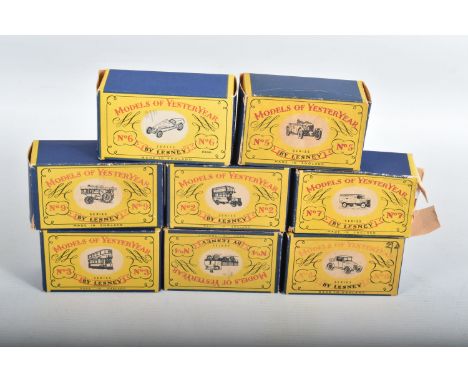 EIGHT BOXED MATCHBOX MODELS OF YESTERYEAR, all are late 1950's or early 1960's issues in the first few styles of box, 1911 B 