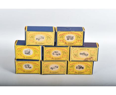 EIGHT BOXED MATCHBOX MODELS OF YESTERYEAR, all are late 1950's or early 1960's issues in the first few styles of box, 1911 B 