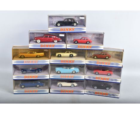 TWELVE BOXED MATCHBOX THE DINKY COLLECTION DIECAST MODEL VEHICLES, the first a 1967 Jaguar E type MK 1 1/2 numbered DY001/C, 